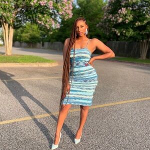 MEDIUM Blue fuzzy dress